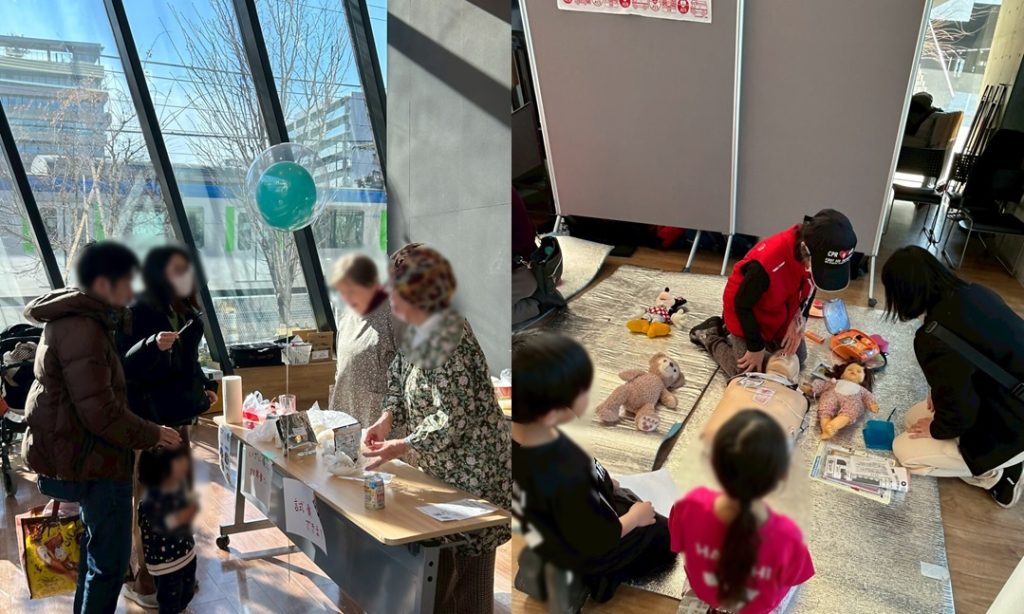 非常食づくり体験とAED体験